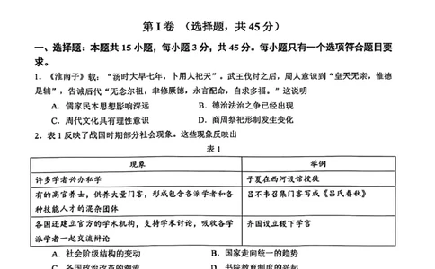 江苏省镇江市2024-2025学年高三下学期开学质量监测历史试题_2025年2月_250225江苏省镇江市2024-2025学年高三下学期期初质量监测