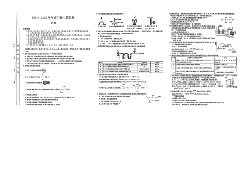 湖北省黄冈市2025届高三下学期核心预测卷化学_2025年2月_2502282025届高三下学期核心预测卷（全科）