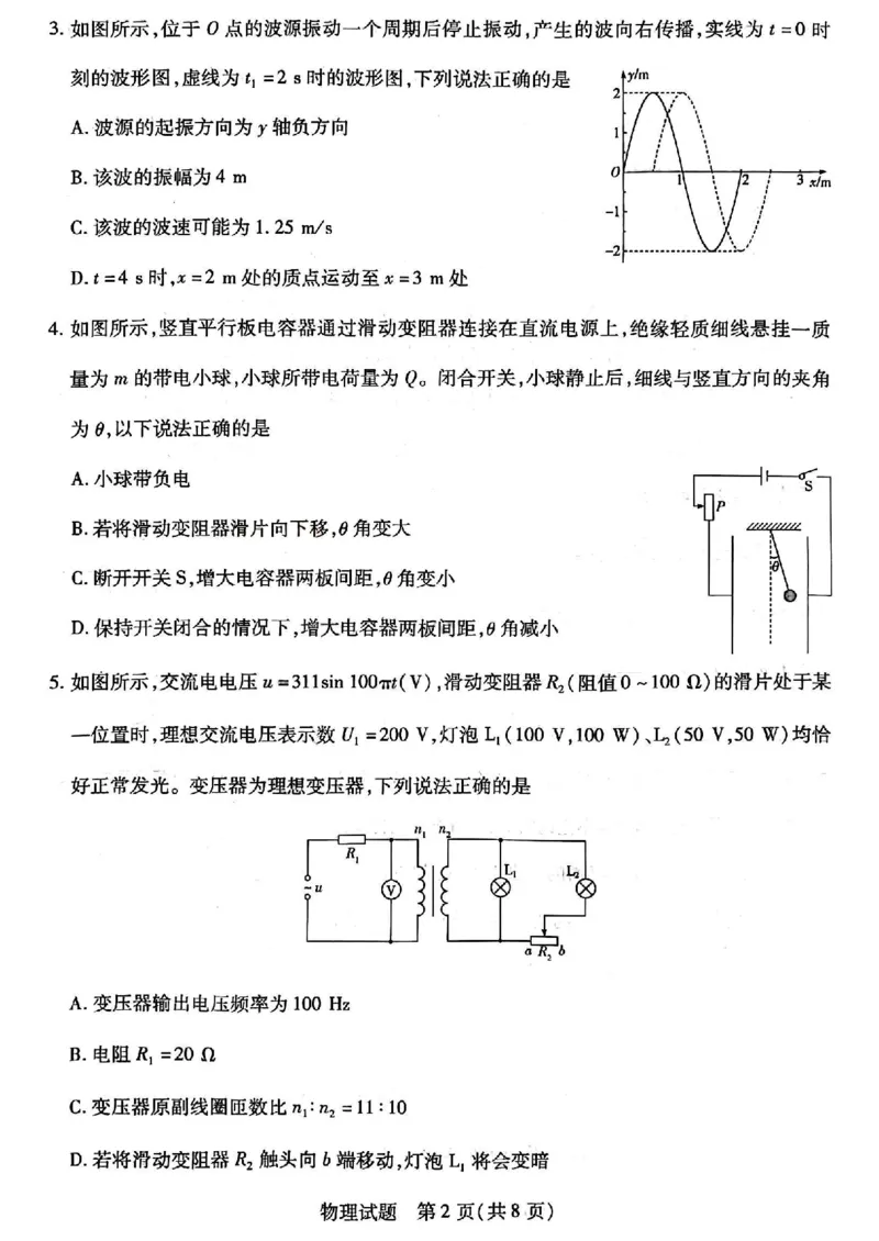 天一大联考2025届高三四省联考（陕晋青宁）-物理+答案_2025年2月_250217天一大联考2025届高三四省联考（陕晋青宁）_天一大联考2025届高三四省联考（陕晋青宁）物理