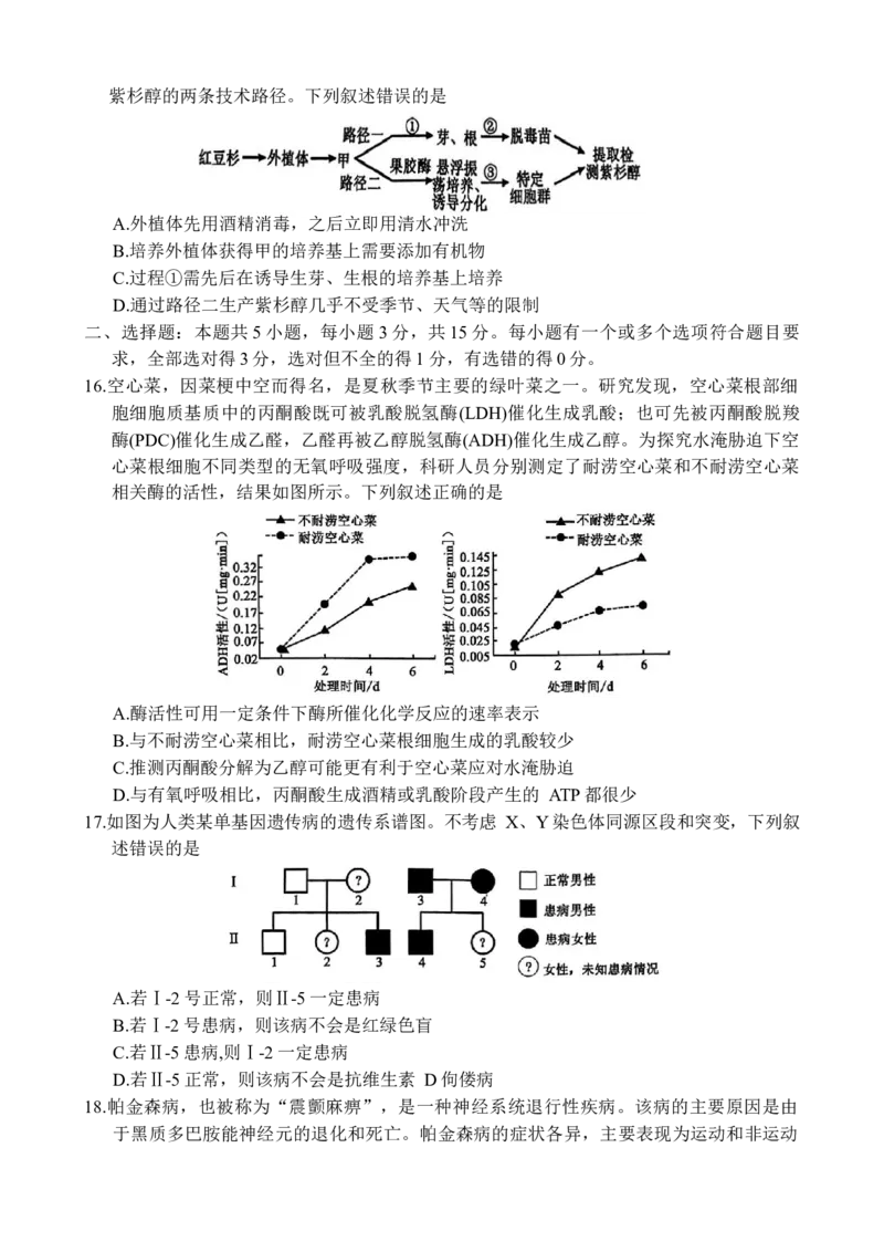 山东省德州市十校联考2024-2025学年高三下学期4月模拟生物试题_2025年4月_250408衡水金卷2025届高三年级4月份模拟考（全科）_衡水金卷2025届高三年级4月份模拟考生物试题
