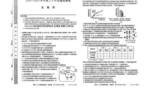 山西省晋中市部分学校2024-2025学年高三下学期4月月考生物试题_2025年4月_250408山西三晋卓越联盟2025届高三4月质量检测卷25-X-537C_2025届山西三晋卓越联盟高三4月联考生物