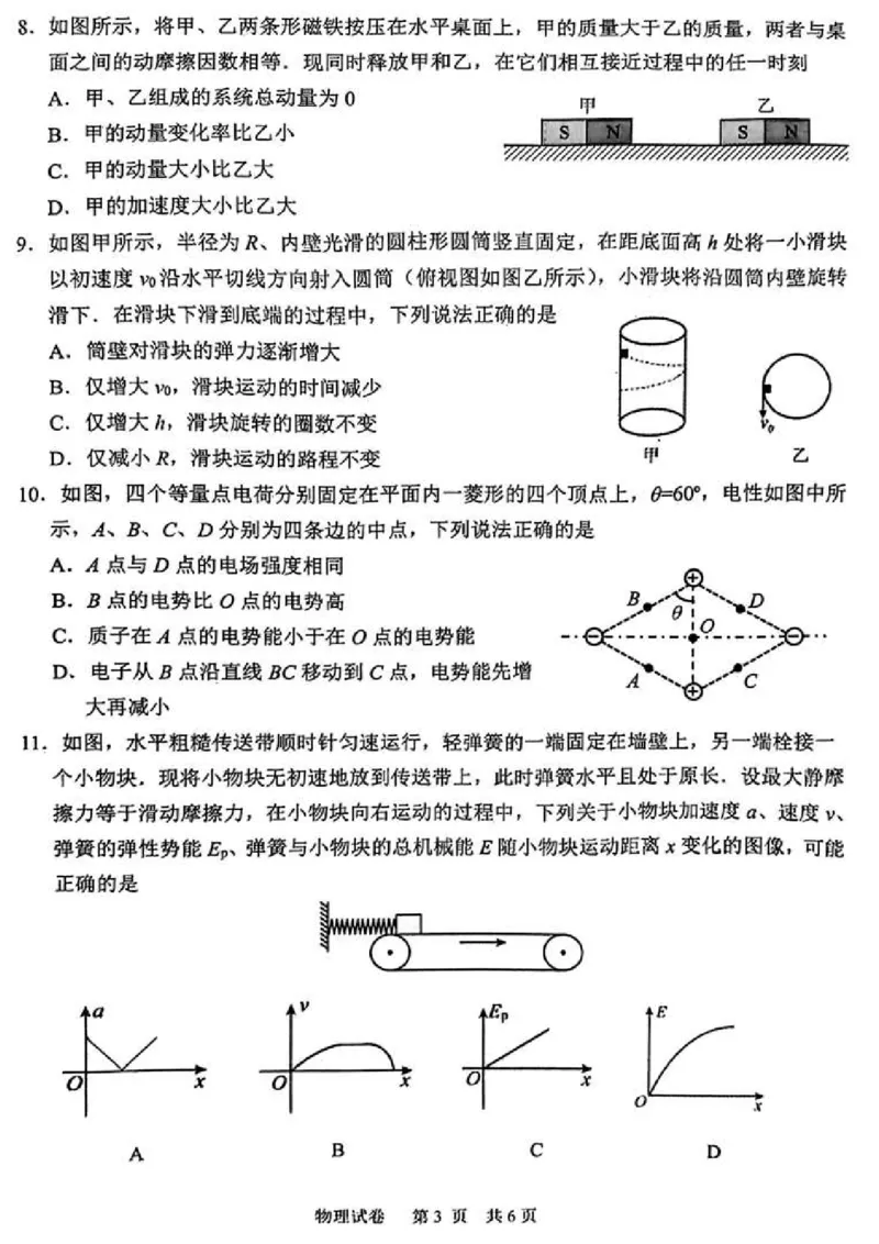 江苏省新高考基地学校2024-2025学年高三下学期期初质量监测物理_2025年2月_250227江苏省新高考基地学校2024-2025学年高三下学期期初质量监测（全科）
