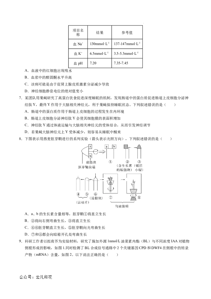 高二生物期中模拟卷测试范围：第1~5章（考试版A4）（天津专用）(1)_1多考区联考_1021高二期中模拟卷（天津专用）黄金卷：2024-2025学年高二上学期期中模拟考试