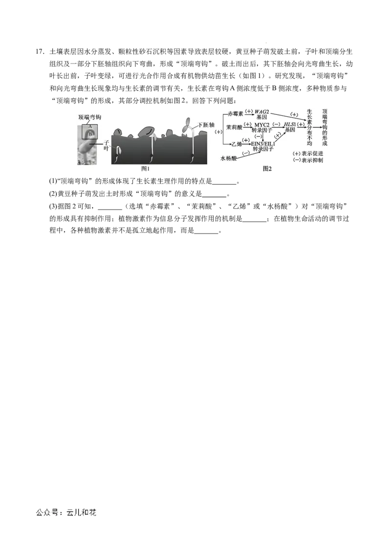 高二生物期中模拟卷测试范围：第1~5章（考试版A4）（天津专用）(1)_1多考区联考_1021高二期中模拟卷（天津专用）黄金卷：2024-2025学年高二上学期期中模拟考试