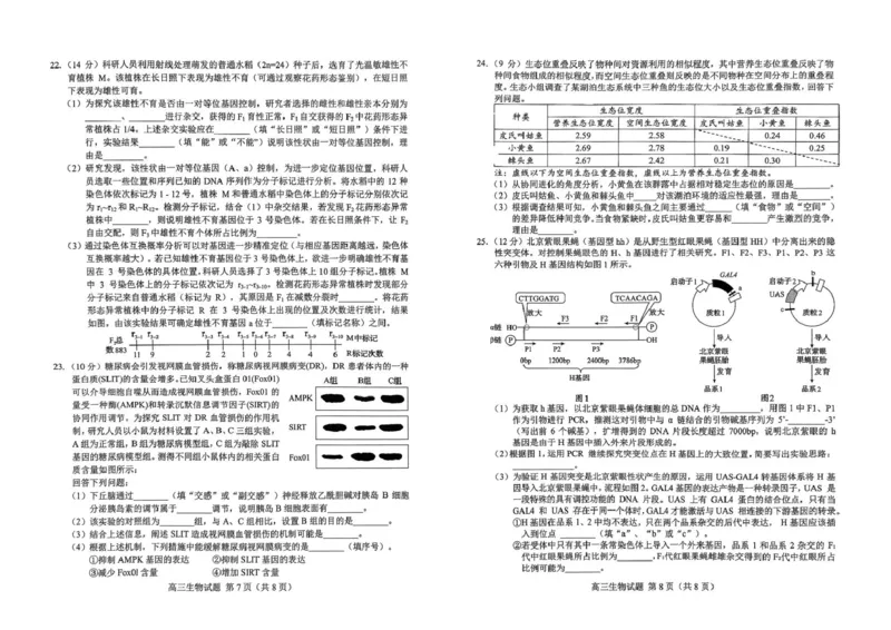 山东省菏泽市2025年高三一模考试生物山东省菏泽市2025年高三一模考试生物_2025年2月_250226山东省菏泽市2025年高三一模考试（全科）_2025届山东省菏泽市高三下学期一模考试生物学