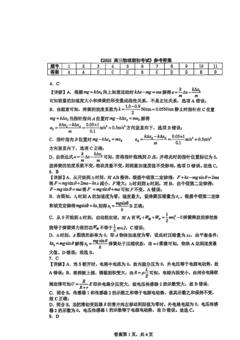 江苏省常州高级中学2024-2025学年高三下学期期初质量调研物理+答案_2025年2月_250224江苏省（常州第一中学、常州高级中学）2024-2025学年高三下学期期初质量调研