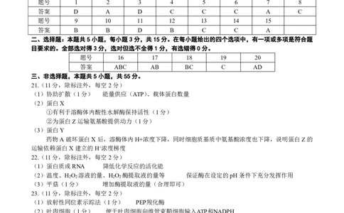 点石联考2025-2026学年度上学期高三年级9月份联合考试生物（A版）答案_2025年9月_250907点石联考2025-2026学年度上学期高三年级9月份联合考试（全科）