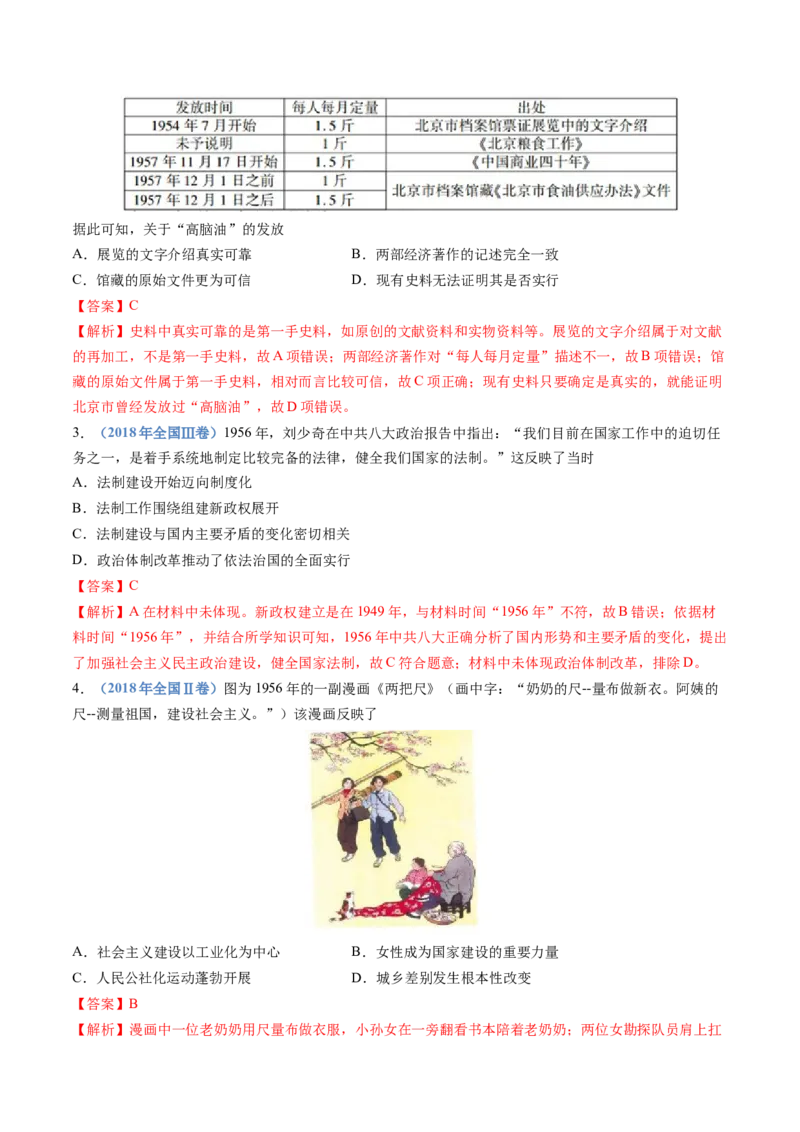 专题09中华人民共和国成立和社会主义革命与建设（解析卷）_近10年高考真题汇编（必刷）_十年（2014-2024）高考历史真题分项汇编（全国通用）
