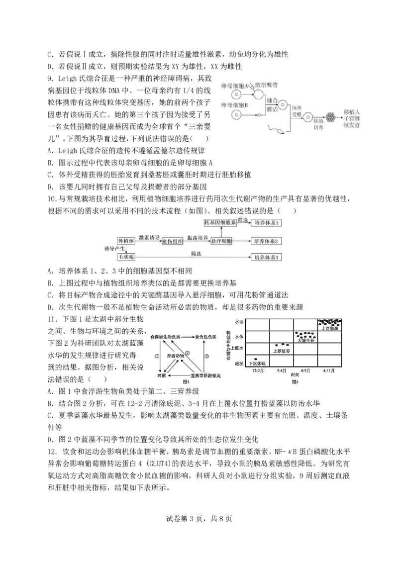福建省福州第三中学2024-2025学年高三上学期模拟预测生物_2025年1月_250110福建省福州第三中学2024-2025学年高三上学期第七次模拟