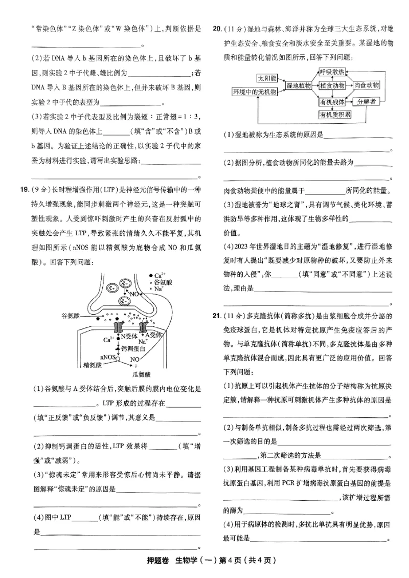 万向思维生物生物试卷合集_2024高考押题卷_112024高考快递全系列_（新高考）《万向思维&middot;高考快递高考押题卷》8套_万向思维&middot;高考快递高考押题卷8套生物