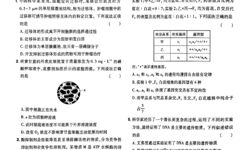 万向思维生物生物试卷合集_2024高考押题卷_112024高考快递全系列_（新高考）《万向思维&middot;高考快递高考押题卷》8套_万向思维&middot;高考快递高考押题卷8套生物