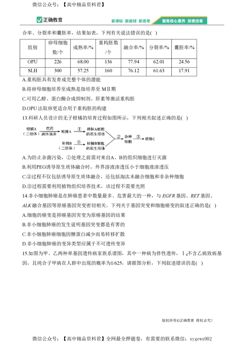 2024届明日之星高考生物精英模拟卷重庆版_2024高考押题卷_72024正确教育全系列_2024明日之星全系列_（新高考）2024《明日之星&middot;高考精英模拟卷》（九科全）各一套