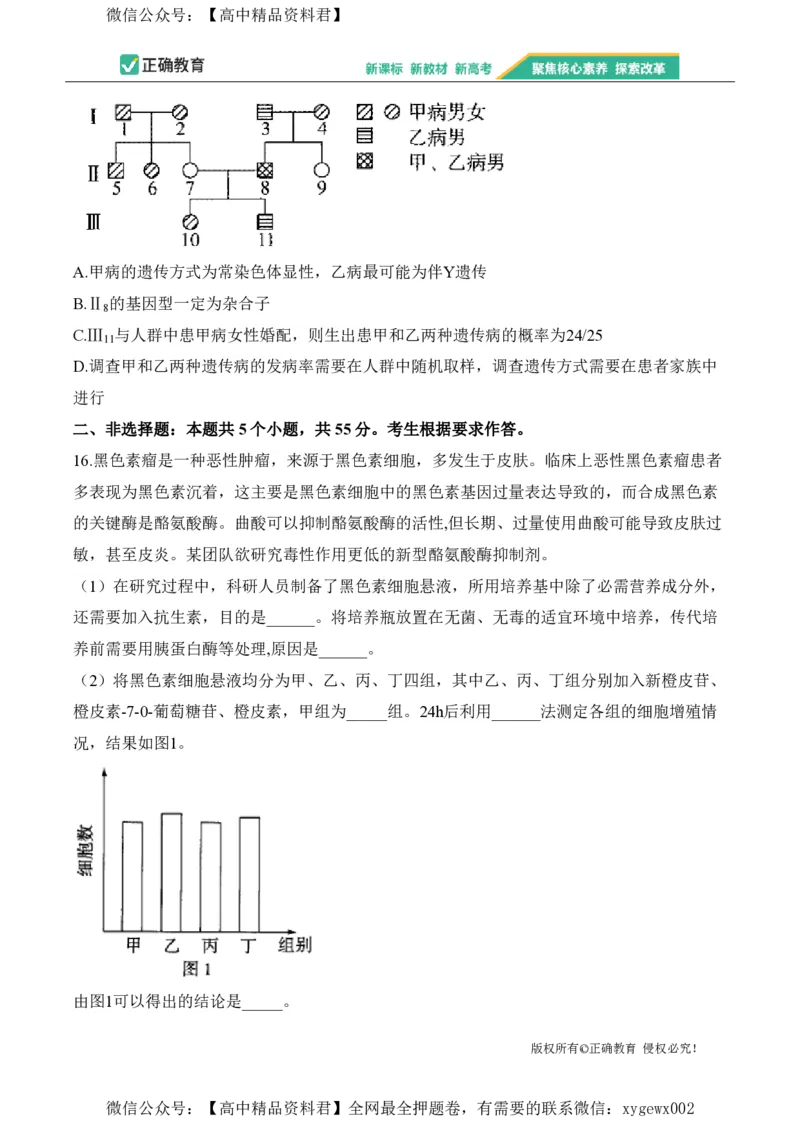 2024届明日之星高考生物精英模拟卷重庆版_2024高考押题卷_72024正确教育全系列_2024明日之星全系列_（新高考）2024《明日之星&middot;高考精英模拟卷》（九科全）各一套