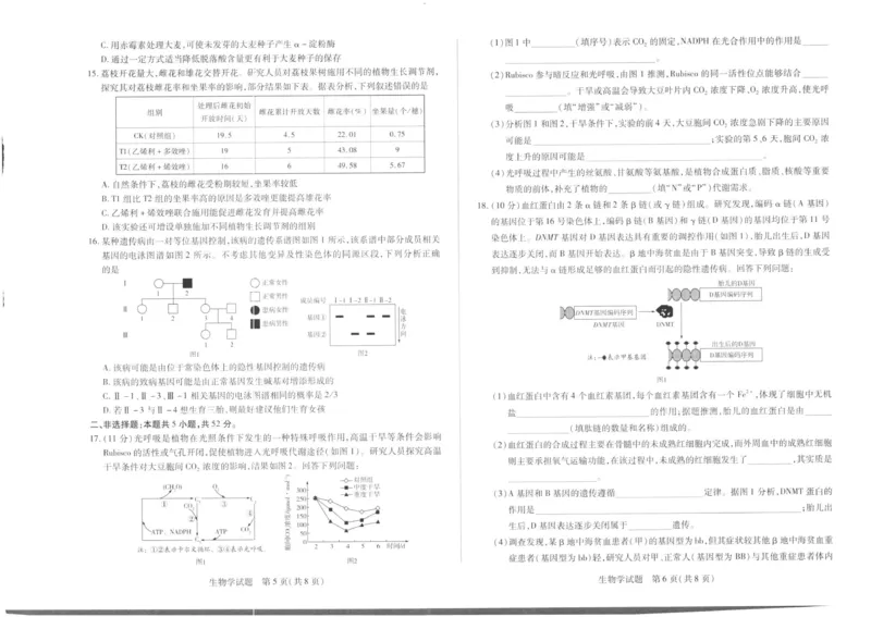 生物_2025年11月_251127山西省2025-2026学年（上）高三年级天一小高考（一）（全科）_山西省2025-2026学年（上）高三年级天一小高考（一）生物