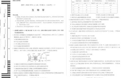 生物_2025年11月_251127山西省2025-2026学年（上）高三年级天一小高考（一）（全科）_山西省2025-2026学年（上）高三年级天一小高考（一）生物