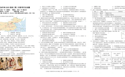 江西省十校协作体2025届高三第二次联考历史_2025年4月_250403江西省十校协作体2025届高三第二次联考（全科）