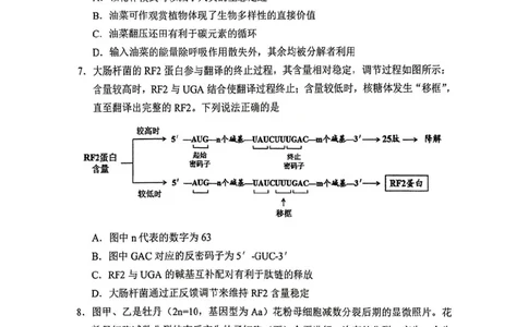 沈阳一模生物试卷_2025年1月_250109辽宁省沈阳市2025届高三上学期教学质量监测（一）_辽宁省沈阳市2025届高三上学期教学质量监测（一）生物