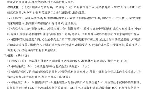 海南省天一大联考2024-2025学年高三学业水平诊断（四）生物详细答案_2025年4月_250412海南省天一大联考2024-2025学年高三学业水平诊断（四）（全科）