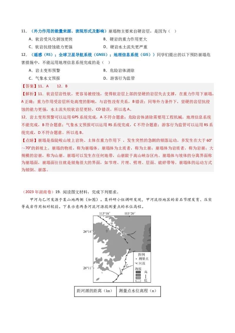 专题07自然灾害与地理信息技术-学易金卷：2023年高考真题和模拟题地理分项汇编（解析卷）_近10年高考真题汇编（必刷）_十年（2014-2024）高考地理真题分项汇编（全国通用）