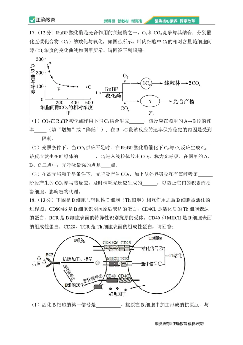 2023届新高考生物金榜猜题卷广东专版_2023高考押题卷_正确教育金榜猜题卷_（新高考）正确教育丨金榜猜题卷_新高考生物