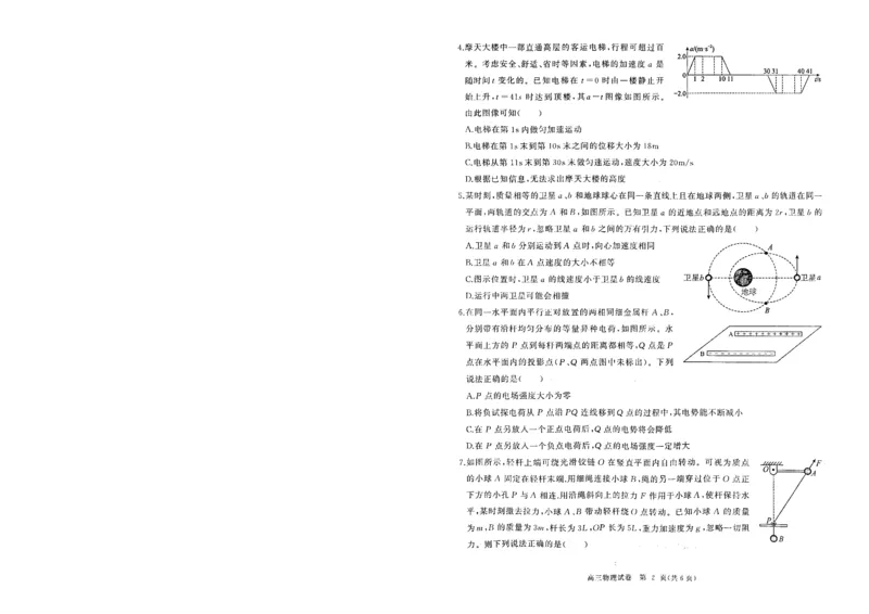 湖北省部分重点中学物理试卷_2025年1月_250116湖北省部分重点中学2025届高三第二次联考（全科）