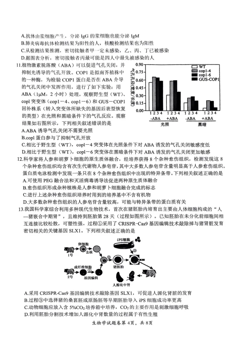 生物安徽省淮北市和淮南市2025届高三第二次质量检测（南北二模）_2025年4月_250424安徽省淮北市和淮南市2025届高三第二次质量检测（全科）