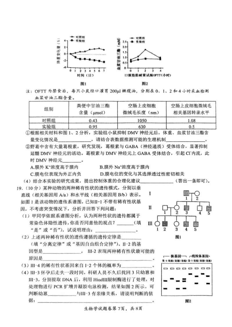 生物安徽省淮北市和淮南市2025届高三第二次质量检测（南北二模）_2025年4月_250424安徽省淮北市和淮南市2025届高三第二次质量检测（全科）