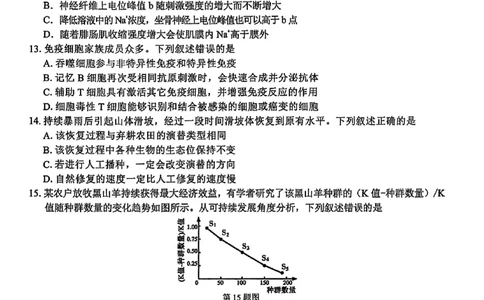 浙江省北斗星盟2025届高三下学期适应性考试（三模）生物试卷（含答案）_2025年4月_250423浙江省北斗星盟2025届高三下学期适应性考试（三模）（全科）