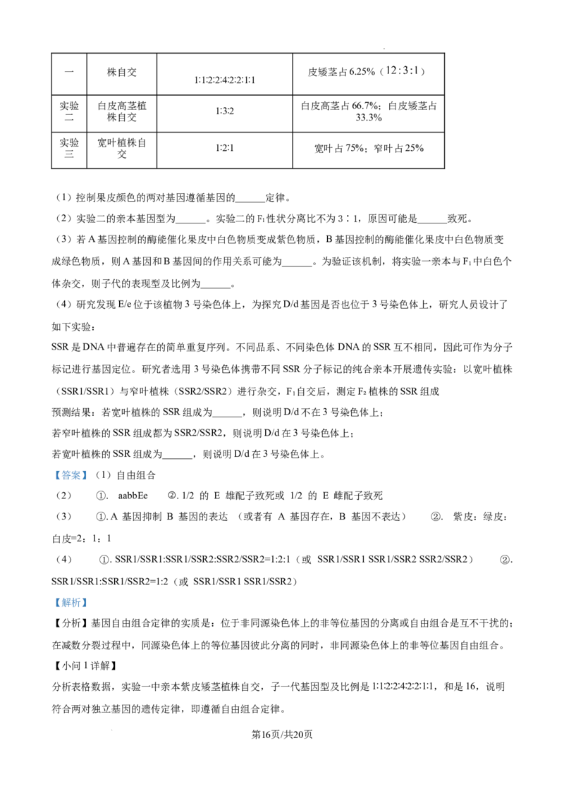 树德中学高2023级高三上开学考试+生物答案_2025年9月_250903四川省成都市树德中学高2023级高三上开学考试（全科）_四川省成都市树德中学高2023级高三上开学考试生物
