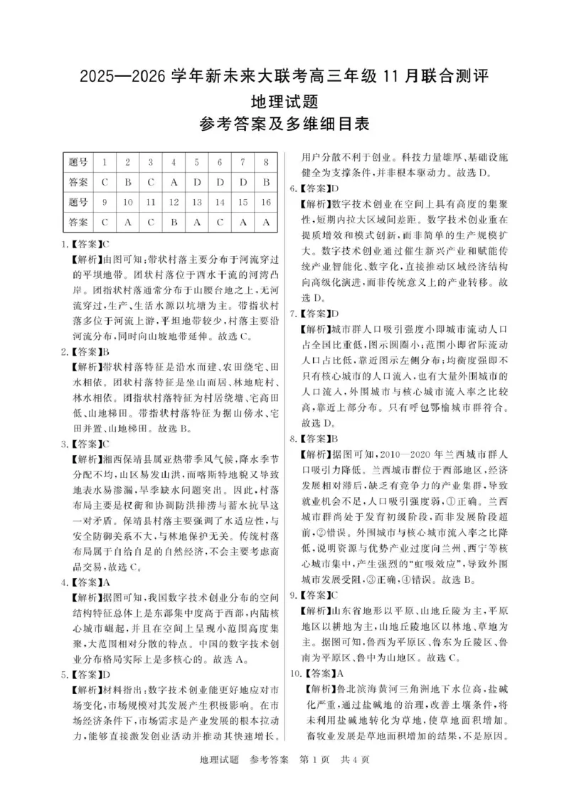 评分细则及答案详解-地理_2025年11月_251124河南省新未来大联考2026届高三上学期11月联合测评_1209215425_河南省新未来大联考2026届高三上学期11月联合测评地理试题（含答案）