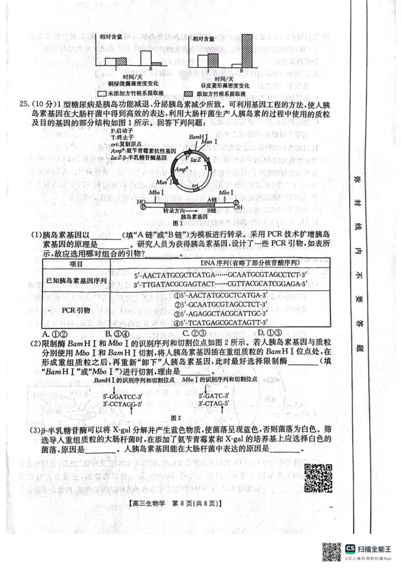 辽宁省辽阳市2025届高三下学期第一次模拟考试（辽阳一模）生物+答案_2025年3月_250318辽宁省辽阳市2025届高三下学期第一次模拟考试（辽阳一模）