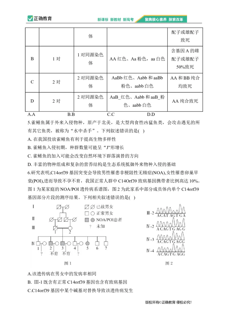 2023届新高考生物金榜猜题卷福建专版_2023高考押题卷_正确教育金榜猜题卷_（新高考）正确教育丨金榜猜题卷_新高考生物