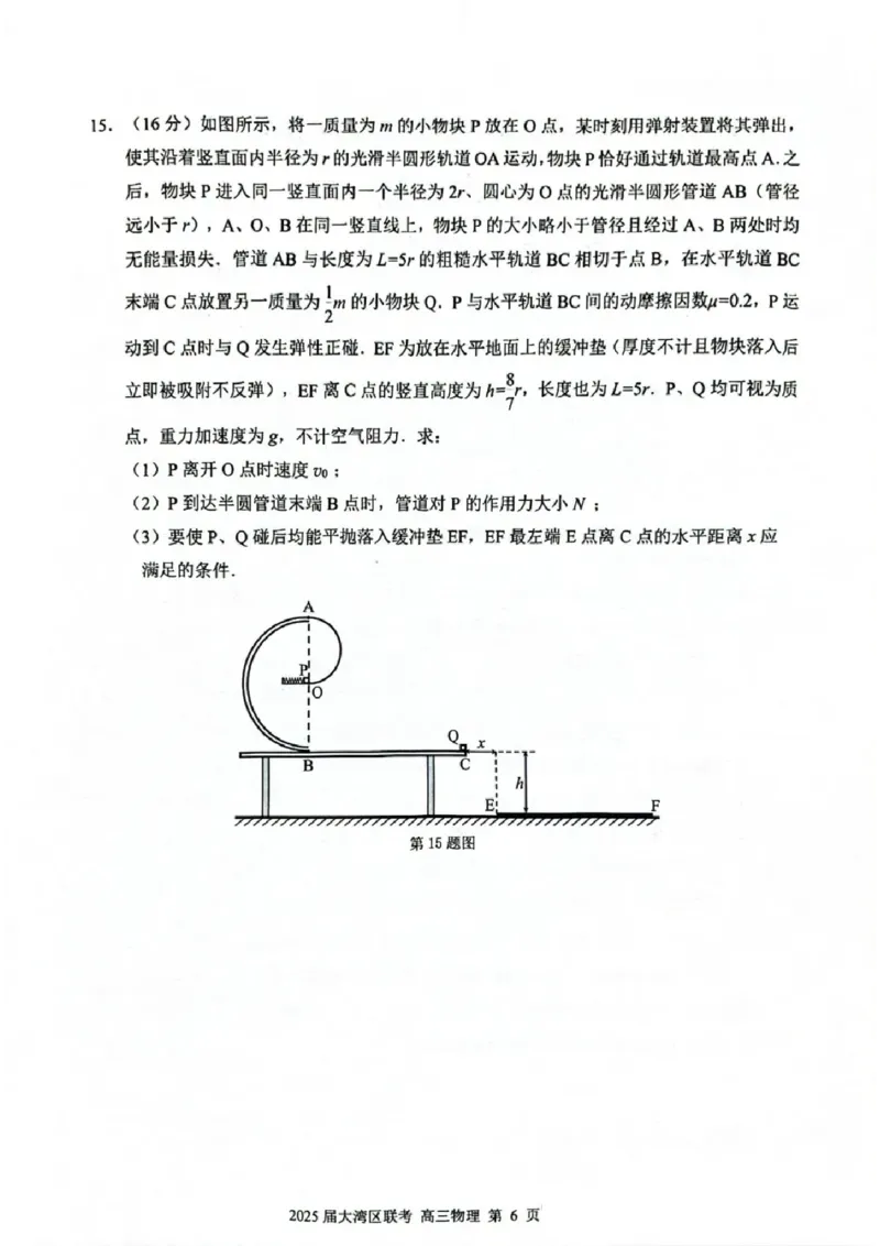 广东省大湾区2025届普通高中毕业年级联合模拟考试（二）物理_2025年4月_250424广东省大湾区2025届普通高中毕业年级联合模拟考试（二）（大湾区二模）