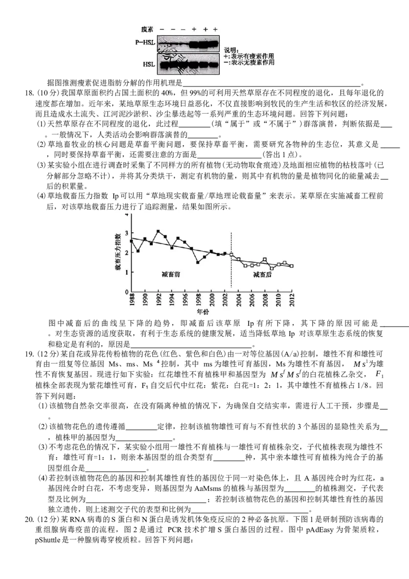 安徽省蚌埠市2025届高三第二次教学质量检查考试生物学试题（含答案）_2025年3月_250323安徽省蚌埠市2025届高三第二次教学质量检查考试（全科）