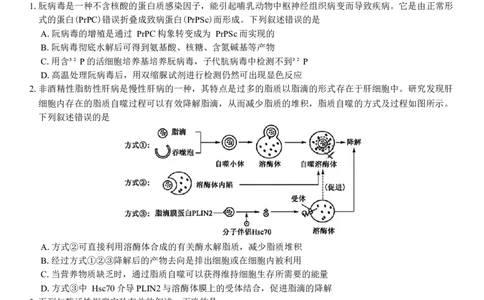 安徽省蚌埠市2025届高三第二次教学质量检查考试生物学试题（含答案）_2025年3月_250323安徽省蚌埠市2025届高三第二次教学质量检查考试（全科）