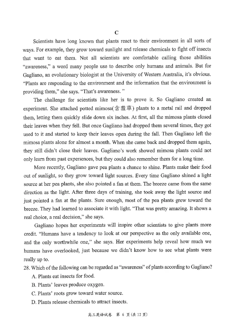 湖南省岳阳市2025届高三上学期教学质量监测（一）英语_2025年1月_250122湖南省岳阳市2025届高三上学期教学质量监测（一）（全科）