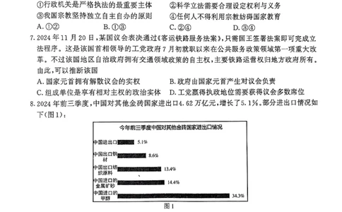 政治试卷南京、盐城2024-2025学年高三一模试卷_2025年1月_250107江苏省南京市、盐城市2025届高三上学期第一次模拟考试（全科）