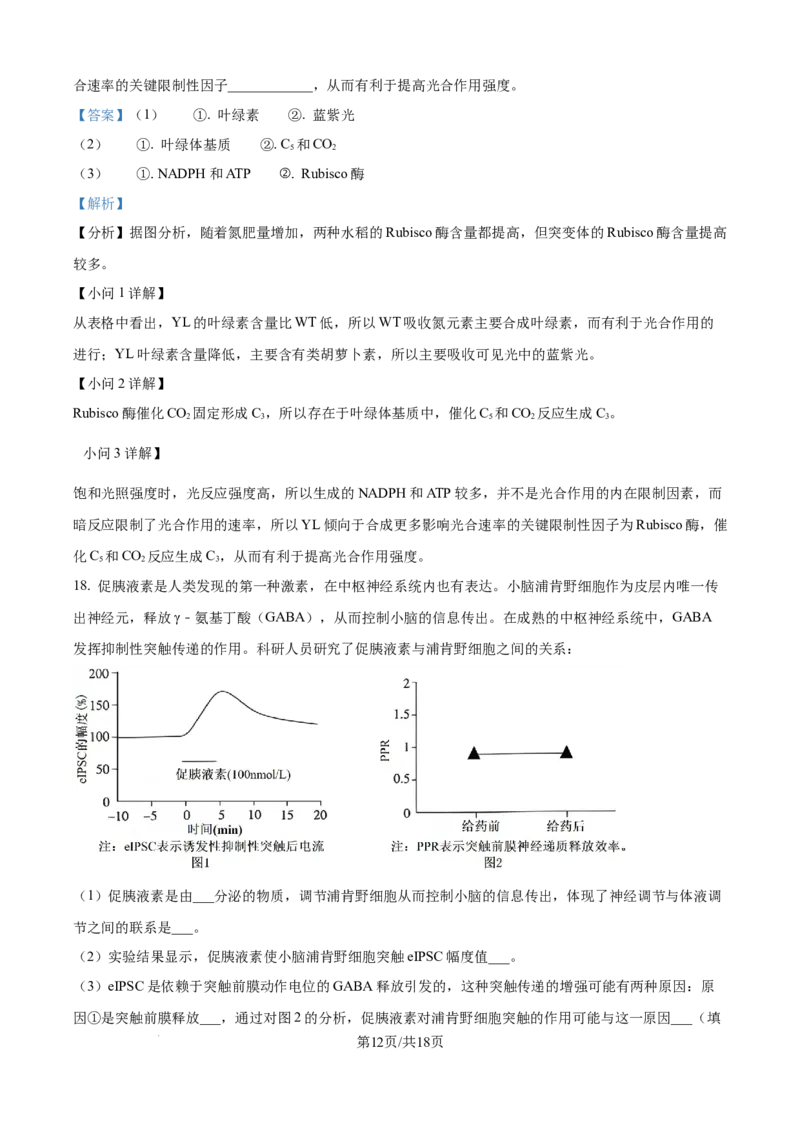 广东省深圳市高级中学高中园2025届高三下学期第一次模拟考试生物答案_2025年3月_250325广东省深圳市高级中学高中园2025届高三下学期第一次模拟考试