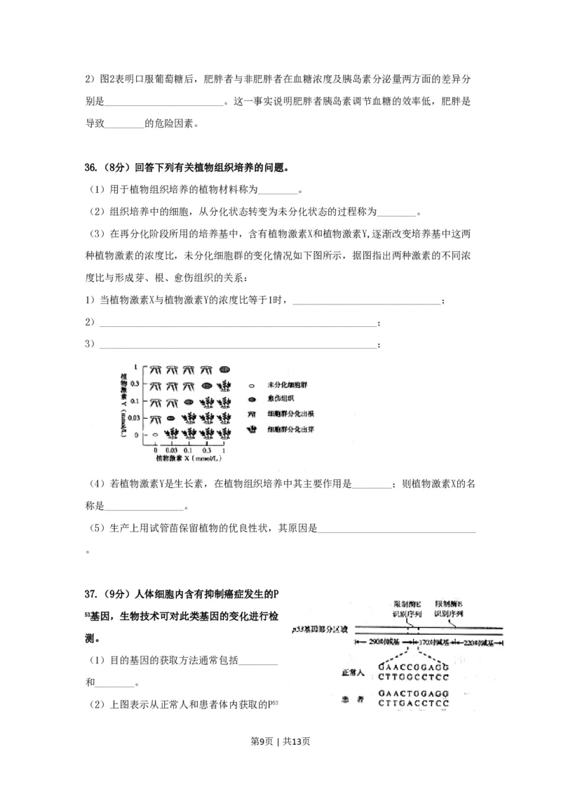 2009年高考生物试卷（上海）（空白卷）_生物历年高考真题_新&middot;PDF版2008-2025&middot;高考生物真题_生物（按试卷类型分类）2008-2025_自主命题卷&middot;生物（2008-2025）_上海自主命题&middot;生物（2008-2022）