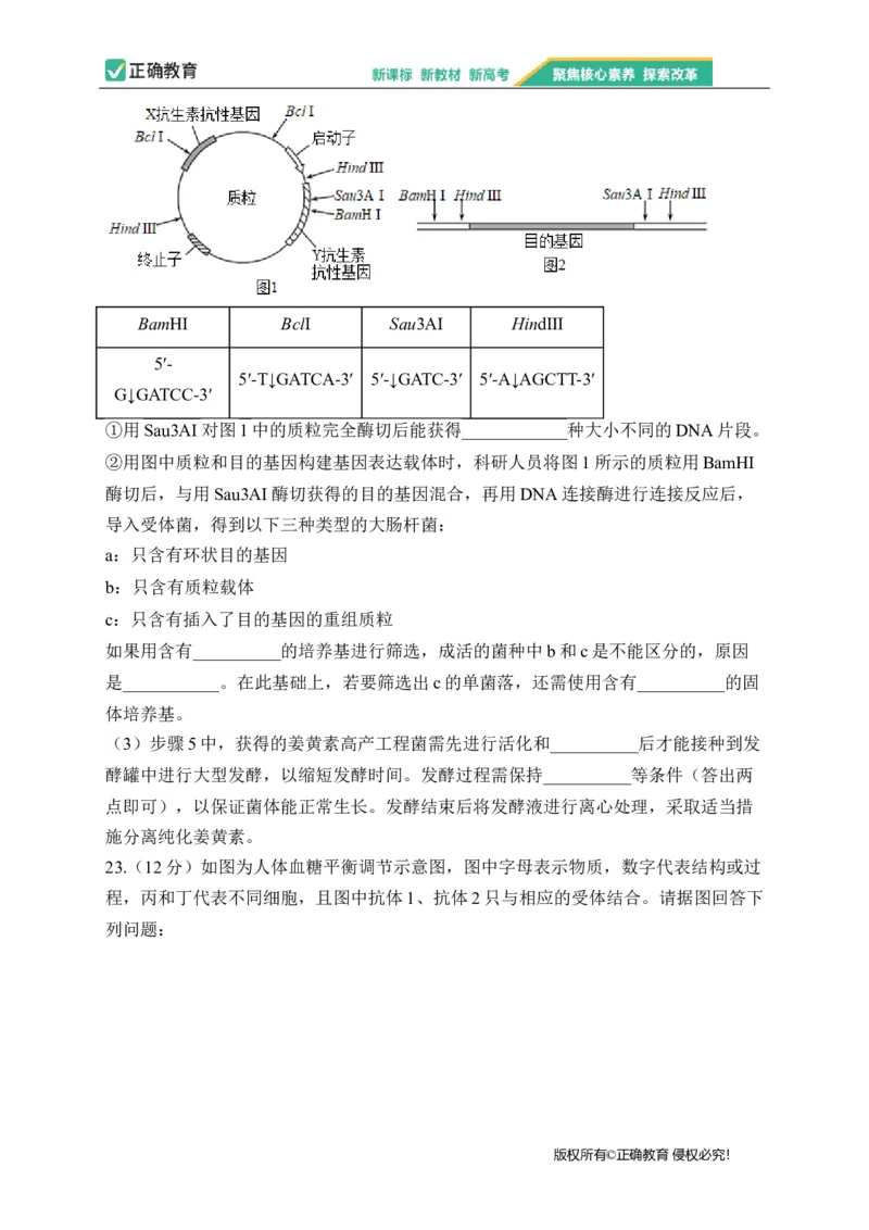 2023届新高考生物金榜猜题卷浙江专版_2023高考押题卷_正确教育金榜猜题卷_（新高考）正确教育丨金榜猜题卷_新高考生物