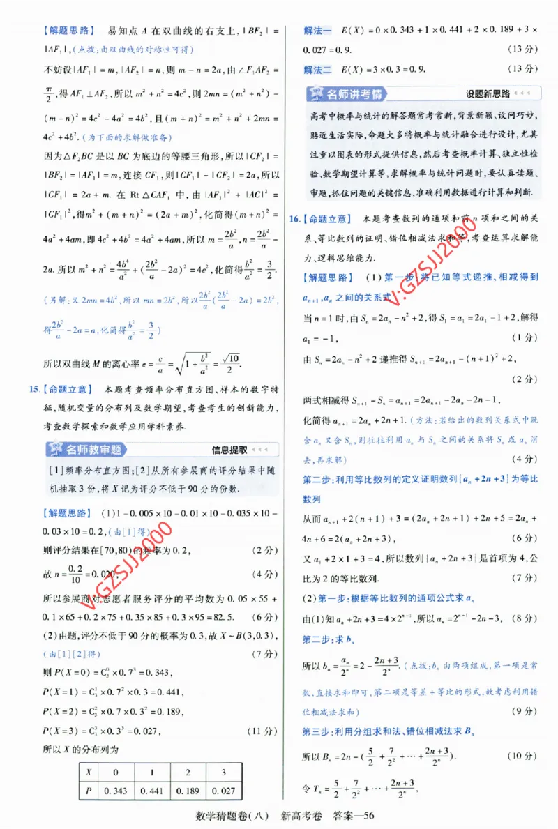 2024《金考卷&middot;高考测评卷》数学答案_2024高考押题卷_12024天星全系列_（新高考）2024《金K卷&middot;高考测评&middot;猜题卷》（语数英）各九套_2024《金考卷&middot;高考测评卷&middot;猜题卷》数学