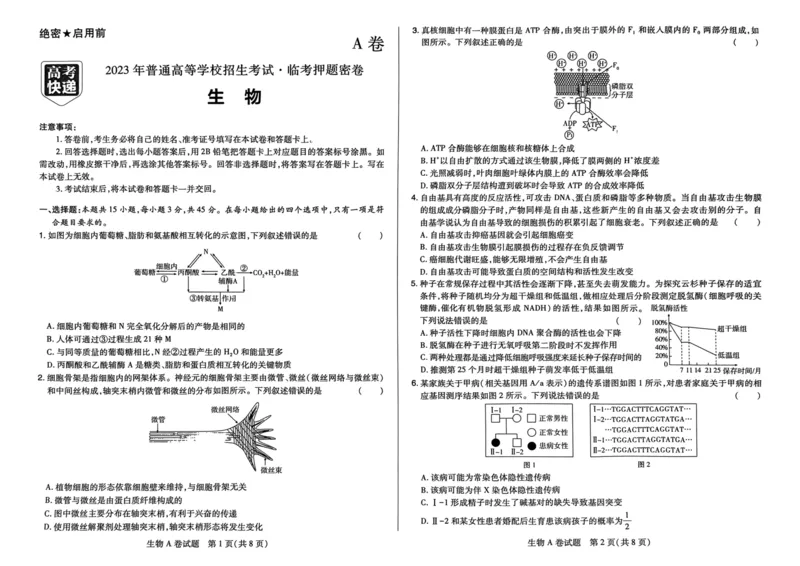 A卷选科_2023高考押题卷_2023高考快递临考（新高考）