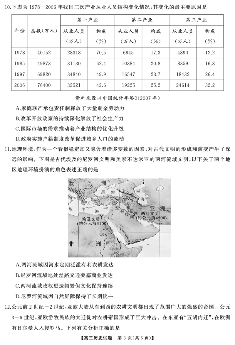 湖南省天壹名校联盟2025届高三5月适应性考试历史_2025年5月_250512湖南省天壹名校联盟2025届高三5月适应性考试（全科）