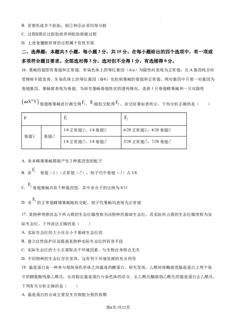 辽宁省抚顺市六校协作体2024-2025学年高三下学期期初检测生物_2025年3月_250313辽宁省抚顺市六校协作体2024-2025学年高三下学期期初检测（金太阳350C）（全科）