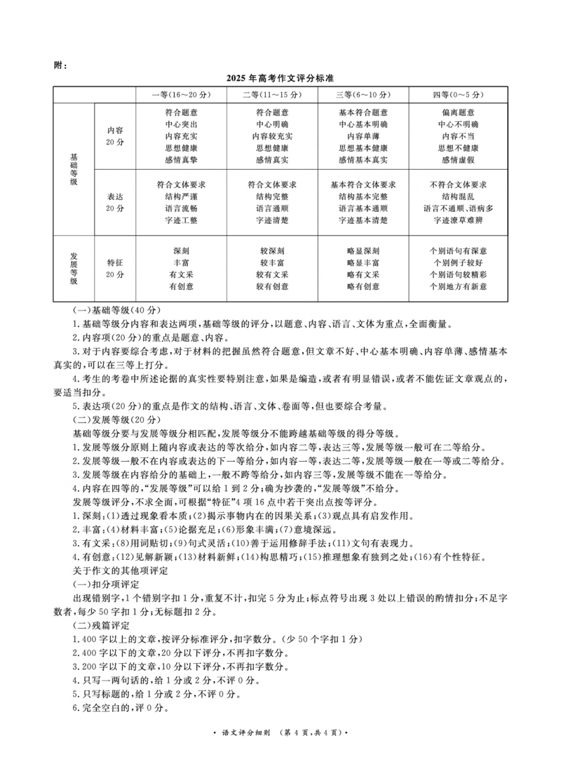 语文试卷评分细则_2025年9月_250916河南省青桐鸣2025-2026学年高三上学期9月质量检测考试（全科）_河南省青桐鸣2025-2026学年高三上学期9月质量检测考试语文试题（含答案）