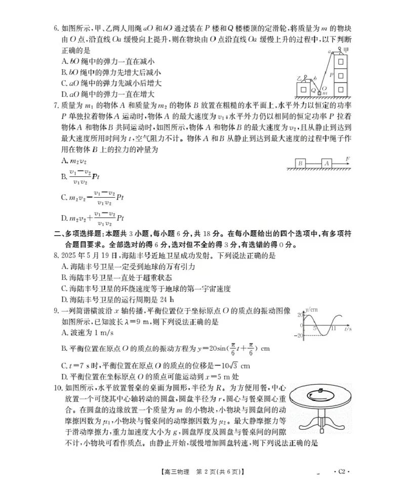 广东省部分学校2026届高三上学期10月联考物理C2_2025年10月_251020金太阳&middot;广东省2026届高三上学期10月联考（26-27C）（全科）