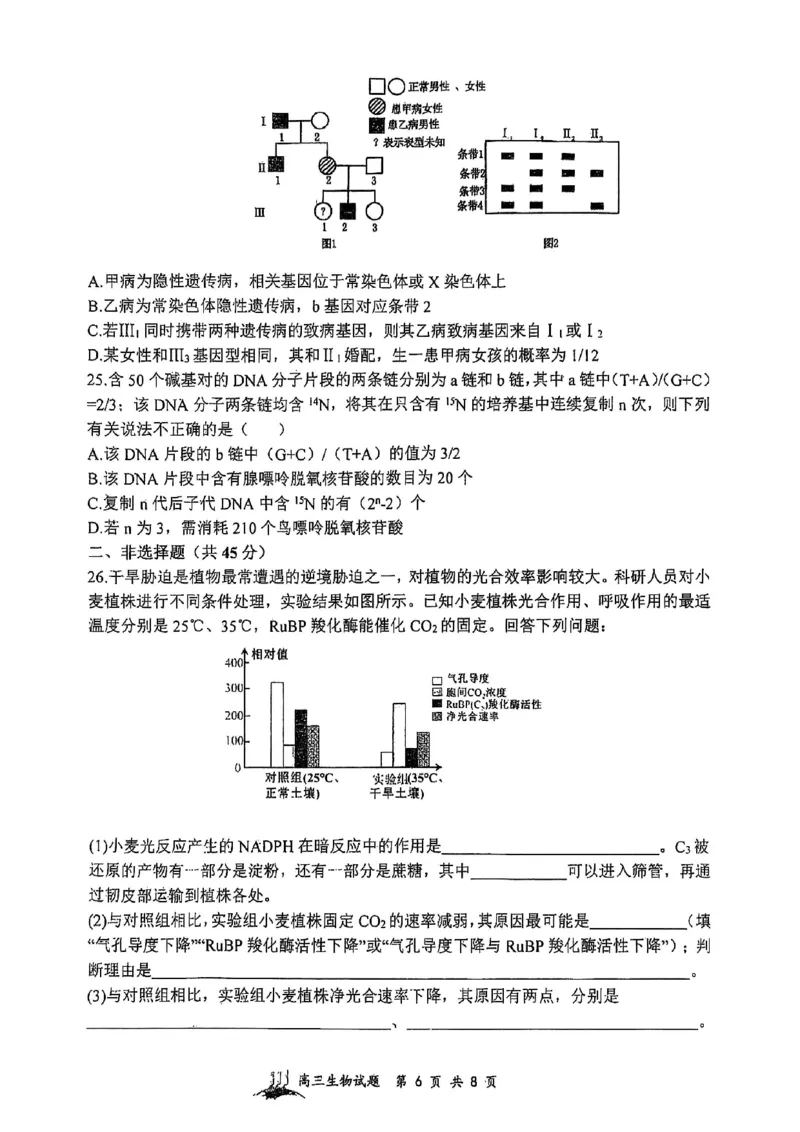 山西省山西大学附属中学校2025-2026学年高三上学期8月模块诊断（总第二次）生物试题_2025年8月_250825山西省山西大学附属中学校2025-2026学年高三上学期8月模块诊断（总第二次）