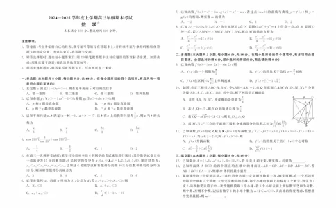 辽宁省点石联考2025届高三上学期1月期末考试数学试卷（含答案）_2025年1月_250112辽宁省点石联考2025届高三上学期1月期末考试