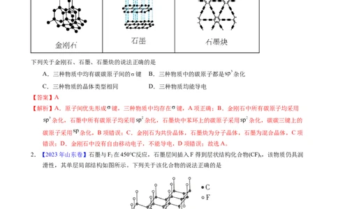 专题32晶体结构与性质（解析卷）_近10年高考真题汇编（必刷）_十年（2014-2024）高考化学真题分项汇编（全国通用）_十年（2014-2023）高考化学真题分项汇编（全国通用）