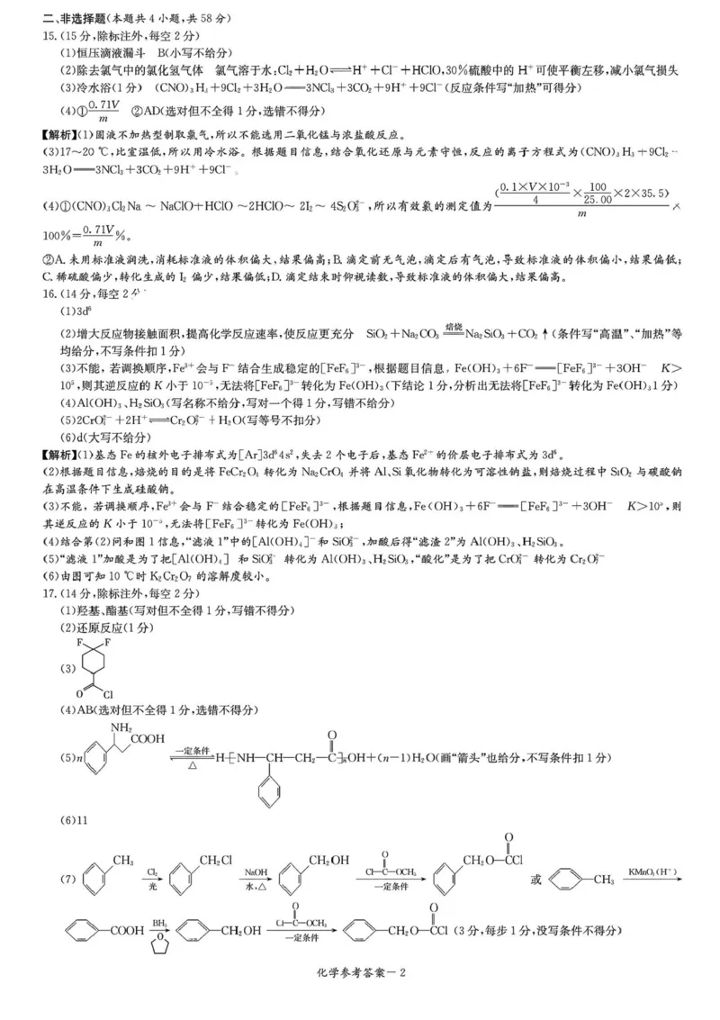 湖南省九校联盟2024-2025学年高三下学期第二次联考化学试卷+答案_2025年3月_250314湖南省九校联盟2024-2025学年高三下学期第二次联考